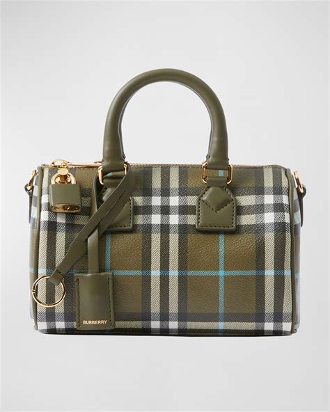 burberry check e-canvas bowling top-handle bag|BURBERRY E.